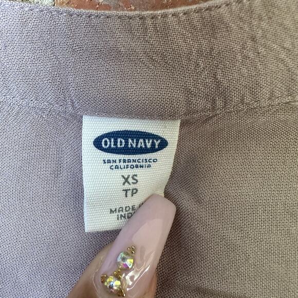 Old Navy Mauve Easy Lace Inseam Crochet Button Up Long Sleeve Blouse Size XS - Picture 5 of 10